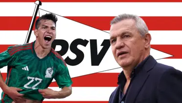 Hirving Lozano junto a Javier Aguirre / FOTO TV AZTECA