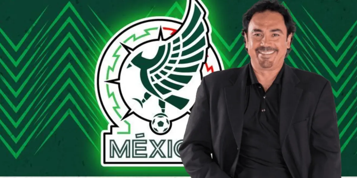 Hugo Sánchez de traje y logo de Selección/Foto Pinterest.