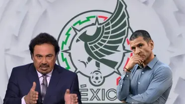 Hugo Sánchez hablando y Jaime Lozano con la mano en la barbilla/ Foto Cadena Noticias.