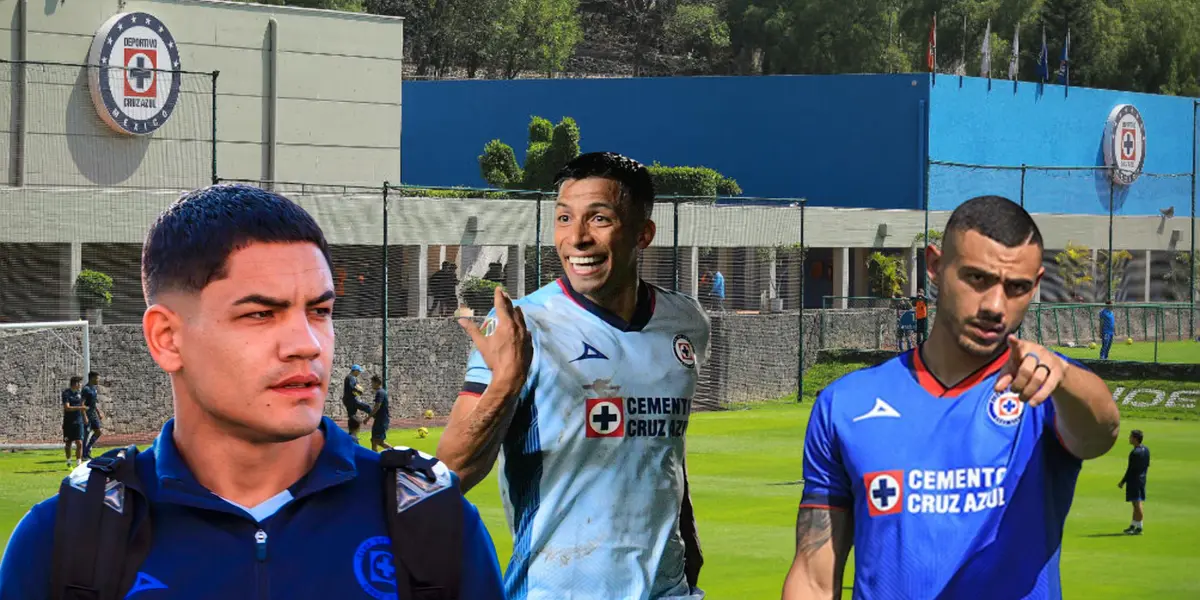 Instalaciones de Cruz Azul de fondo, con Fernández, Sepúlveda y Giorgos. Foto: Milenio