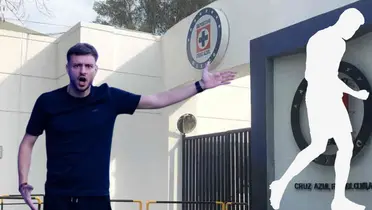 Instalaciones de Cruz Azul por fuera, foto de Fútbol total, con Anselmi al frente