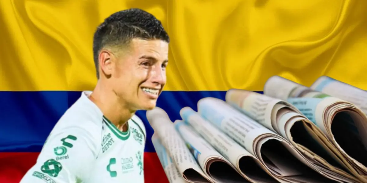 James Rodríguez junto a la bandera de Colombia / FOTO MEXSPORTS