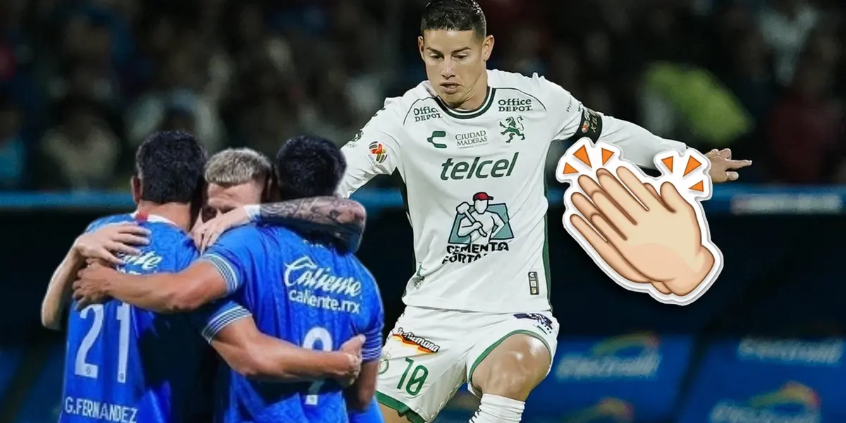 James Rodríguez y jugadores de Cruz Azul, emoji aplaudiendo a su lado/ Foto Club León.