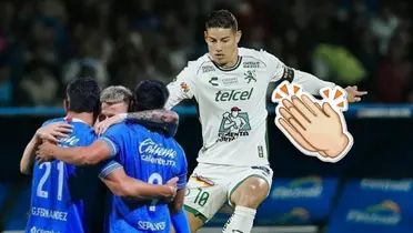 James Rodríguez y jugadores de Cruz Azul, emoji aplaudiendo a su lado/ Foto Club León.