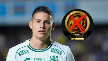 James Rodríguez y logo del Mundial de Clubes con cruz en medio/ Foto Futbolete.