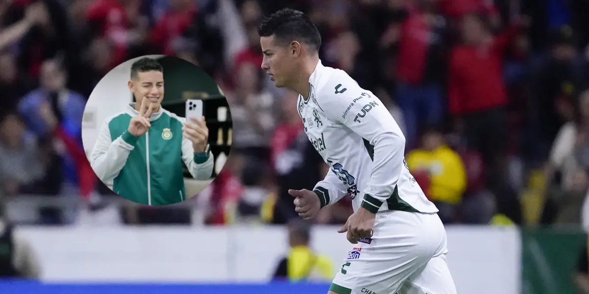 James Rodríguez y otra foto de él en forma de círculo/ Foto Club León.
