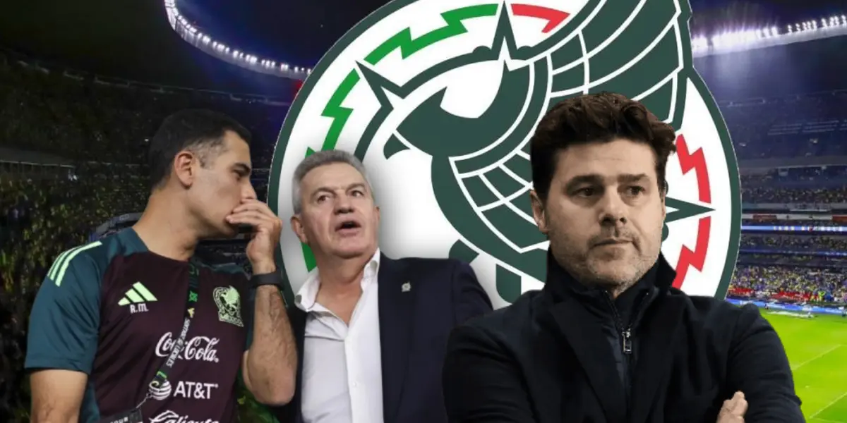 Javier Aguirre hablando con Rafael Márquez y Mauricio Pochettino/Foto TV Azteca.