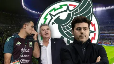 Javier Aguirre hablando con Rafael Márquez y Mauricio Pochettino/Foto TV Azteca.