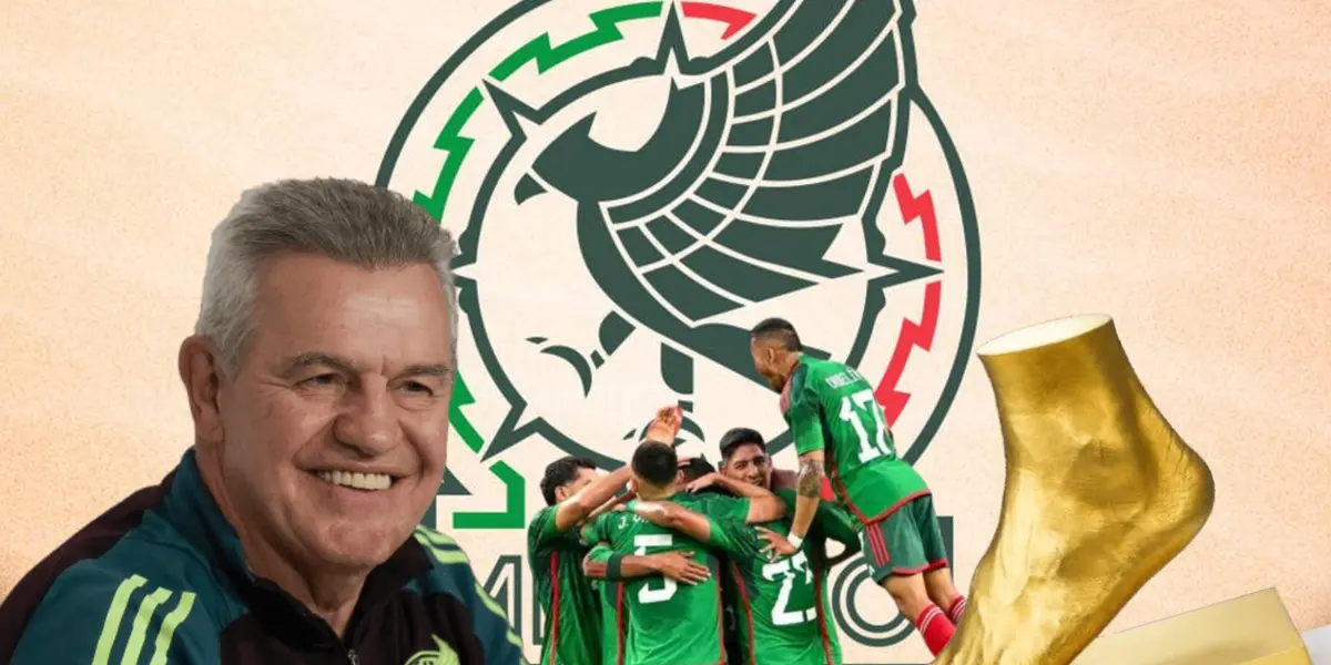 Javier Aguirre sonriendo, jugadores de la Selección Mexicana y pie de oro/ Foto Wallpapers.com