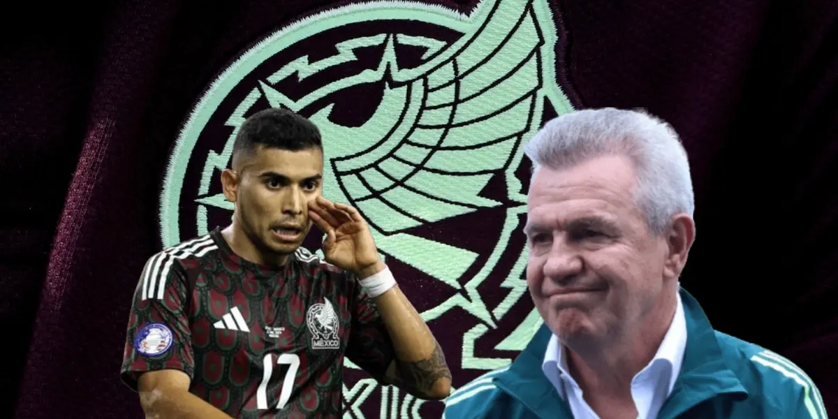 Javier Aguirre sonriendo y Orbelín Pineda/ Foto TV Azteca.