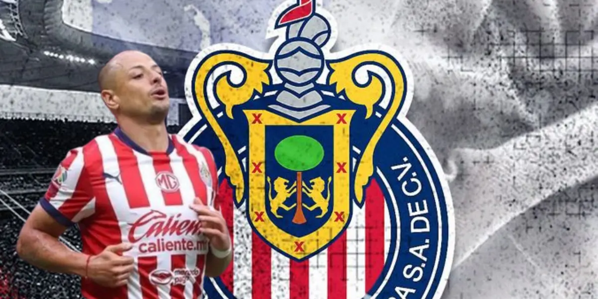 Javier Hernández junto al escudo de Chivas / FOTO INSTAGRAM