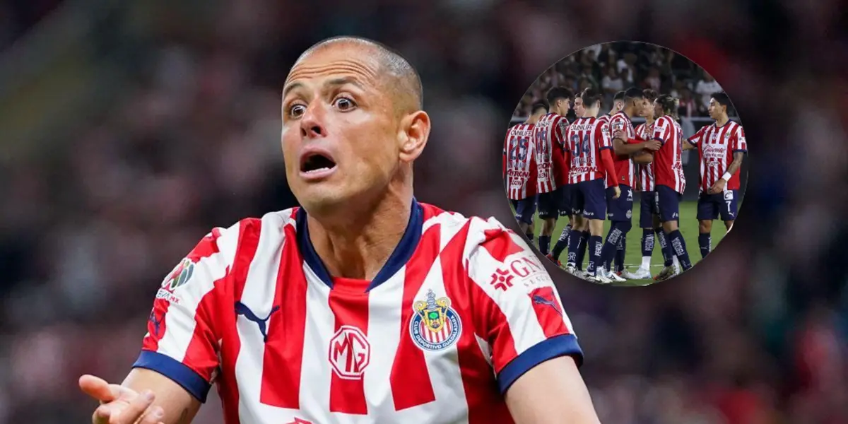 Javier Hernández y futbolistas de Chivas/Foto Imago 7.