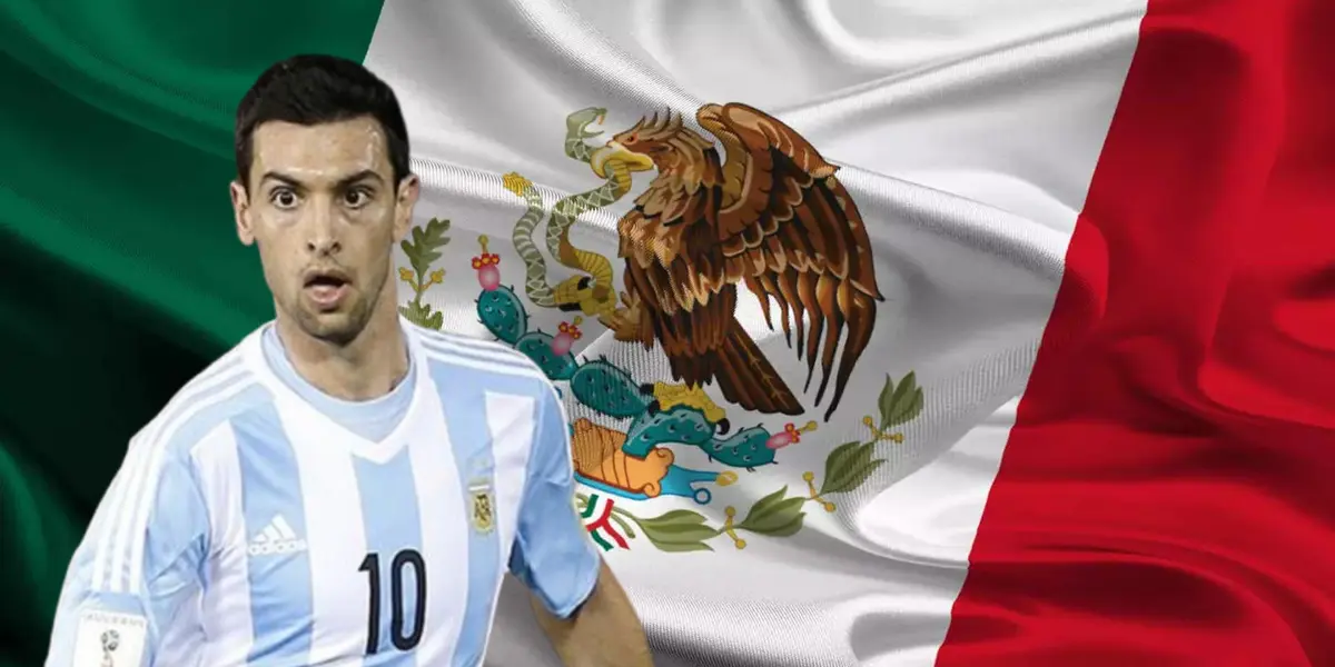 Javier Pastore junto a la bandera de México / FOTO EL COMERCIO PERÚ