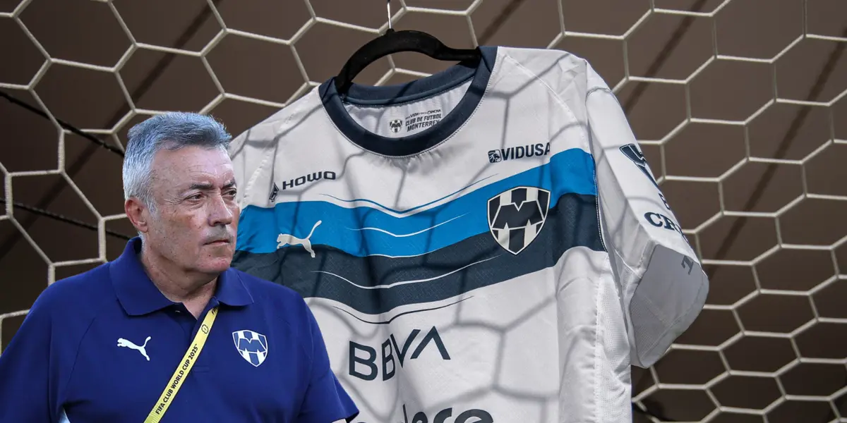 Jersey colgado, tomado de Rayados, con Torrent al frente