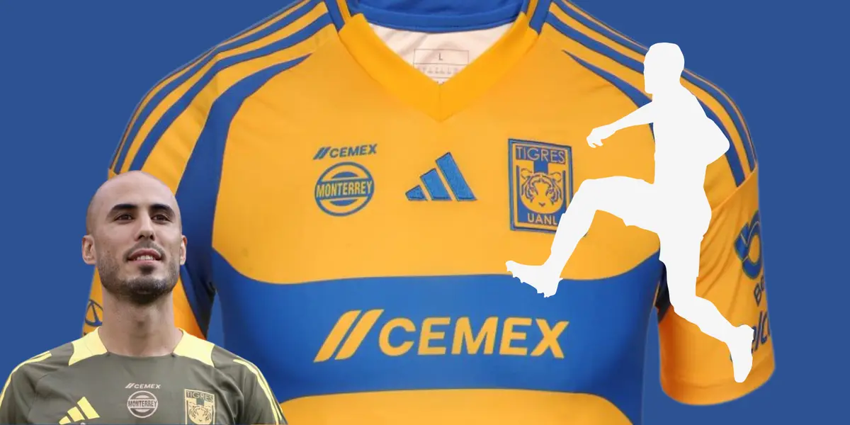 Jersey de Tigres de fondo, tomado de Adidas, con Pizarro al frente