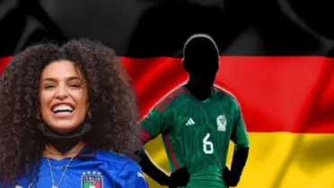 Jessica Aidi junto a futbolista incógnito del Tri / FOTO GAZZETTA DEL SUD