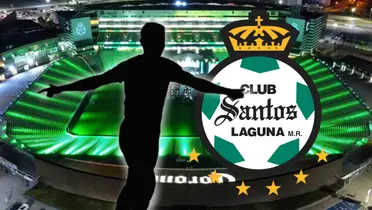 Jesús Ocejo en forma de silueta y logo de Santos Laguna/ Foto Players Of Life.
