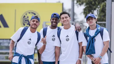 Jonathan dos Santos, Cristian Borja, Ramón Juárez y Alan Cervantes posando/ Foto América.
