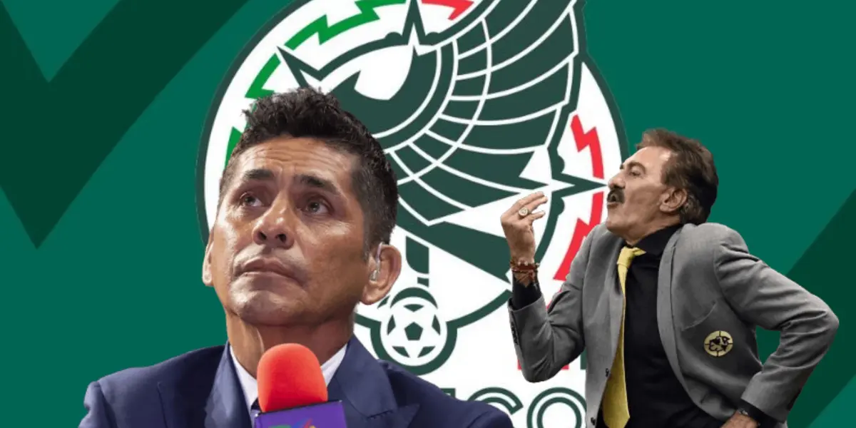 Jorge Campos con micrófono y Ricardo La Volpe reclamando/Foto Community Sports.