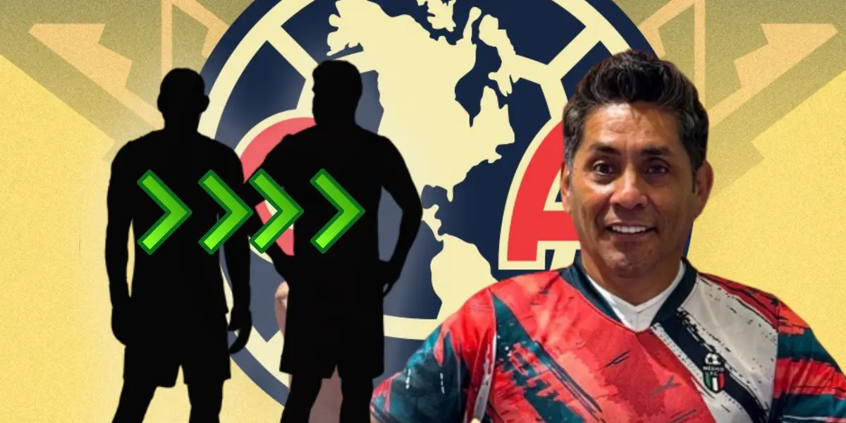 Jorge Campos y silueta de futbolistas/ Foto Club América.