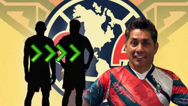 Jorge Campos y silueta de futbolistas/ Foto Club América.