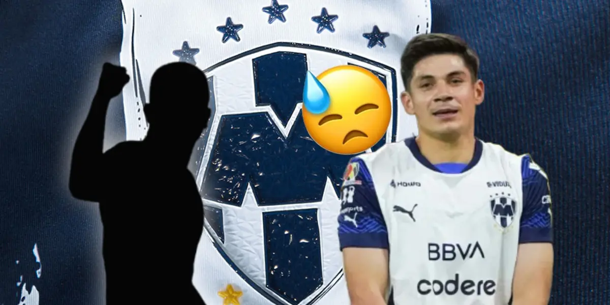 José Alvarado, silueta de futbolista y emoji decepcionado/ Foto Rayados.
