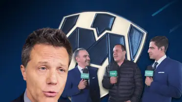 José Antonio Noriega y Cuauhtémoc Blanco junto a narradores/Foto Soy Fútbol.