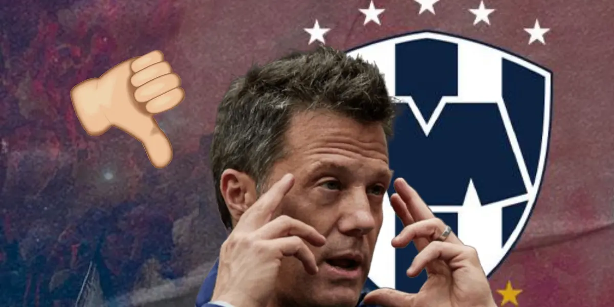 José Antonio Noriega y emoji con dedo abajo/Foto Rayados.