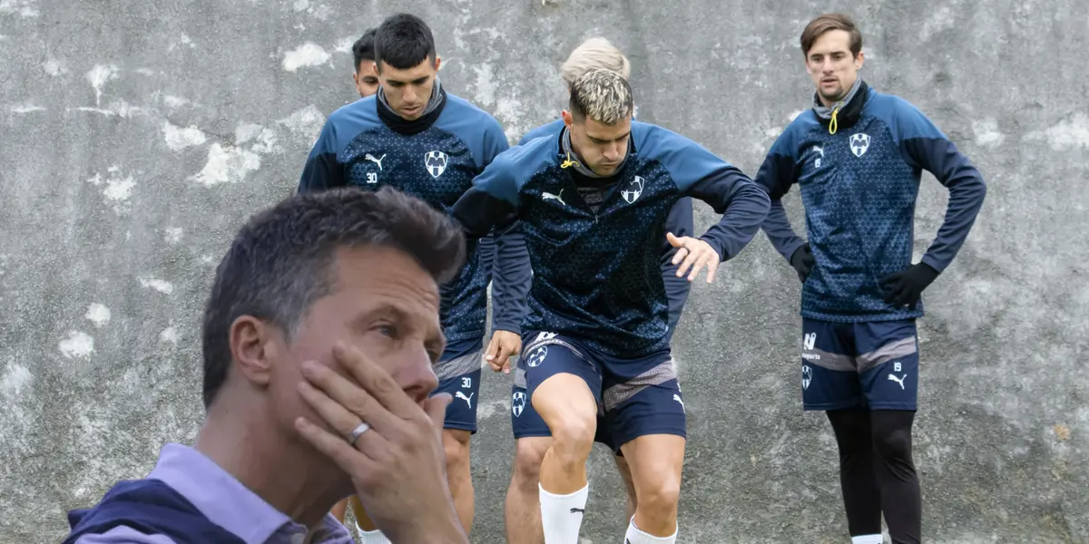 José Antonio Noriega y jugadores de Rayados entrenando/Foto El Horizonte.
