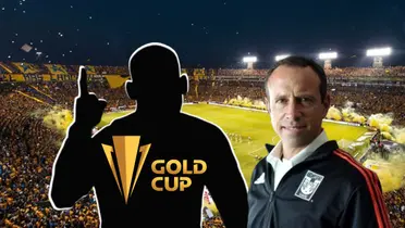 Joseph Rosales en forma de silueta y animación del nuevo estadio de Tigres/ Foto Once Diario.