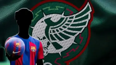 Joyas incógnita del Barcelona junto al escudo del Tri / FOTO EXCÉLSIOR