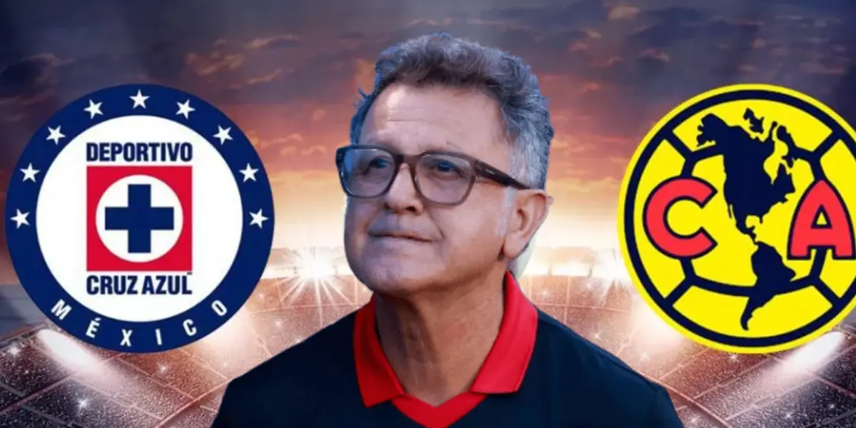 Juan Carlos Osorio y escudos de Cruz Azul y América/Foto Por Esto.
