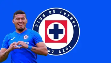Juan Escobar junto al escudo de Cruz Azul / FOTO GETTY IMAGES
