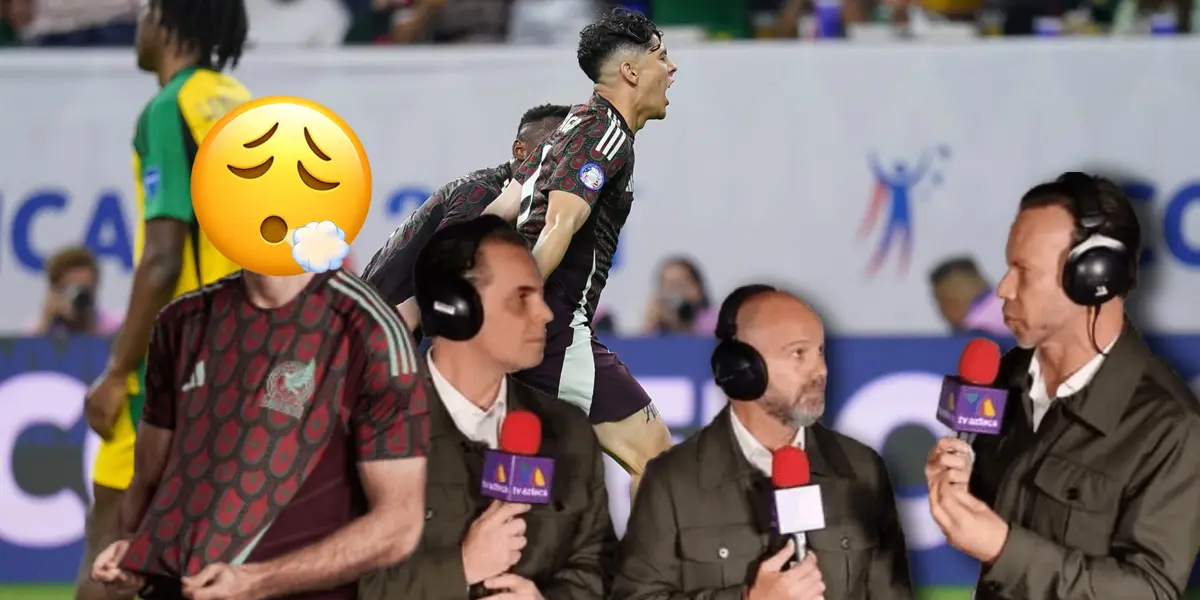 Jugador con el rostro tapado y comentaristas de Azteca/Foto Selección Nacional.