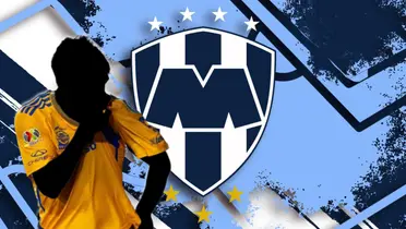Jugador incógnito besando el escudo de Tigres junto a logo de Rayados / FOTO TELEDIARIO