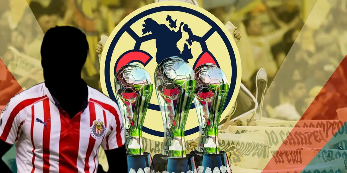 Jugador incógnito de Chivas junto al escudo del América / FOTO FÚTBOL TOTAL