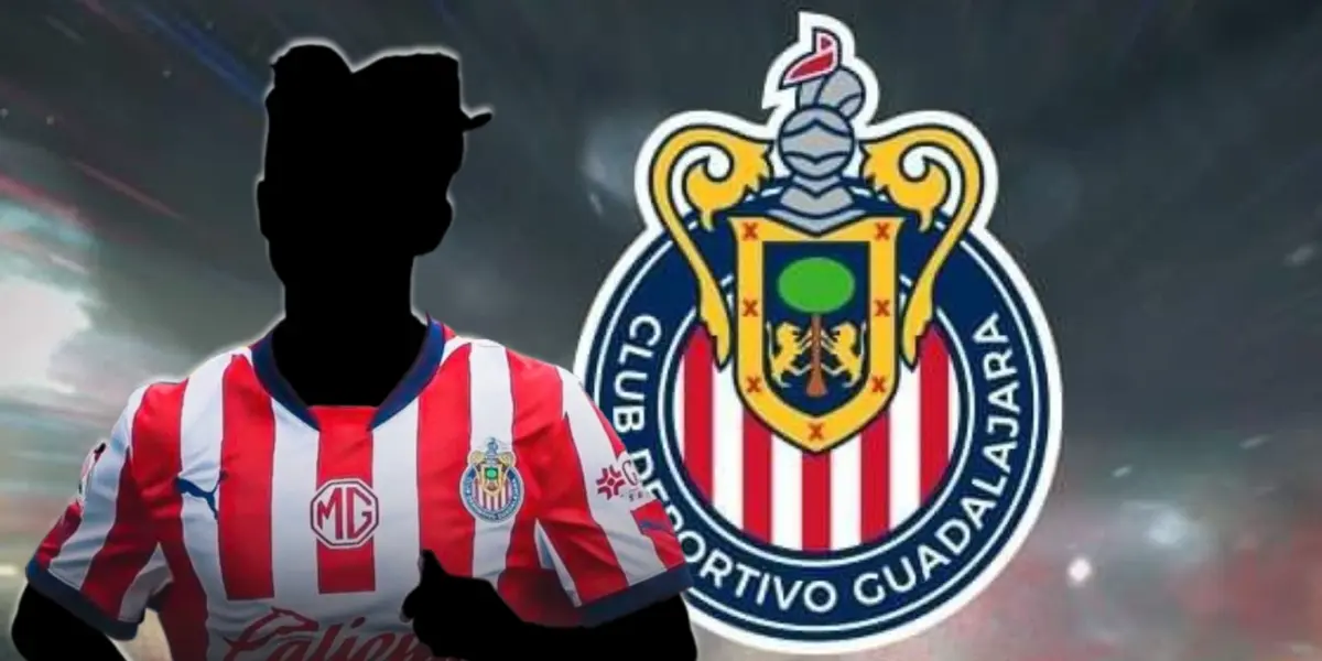 Jugador incógnito de Chivas junto al escudo del Rebaño / FOTO X