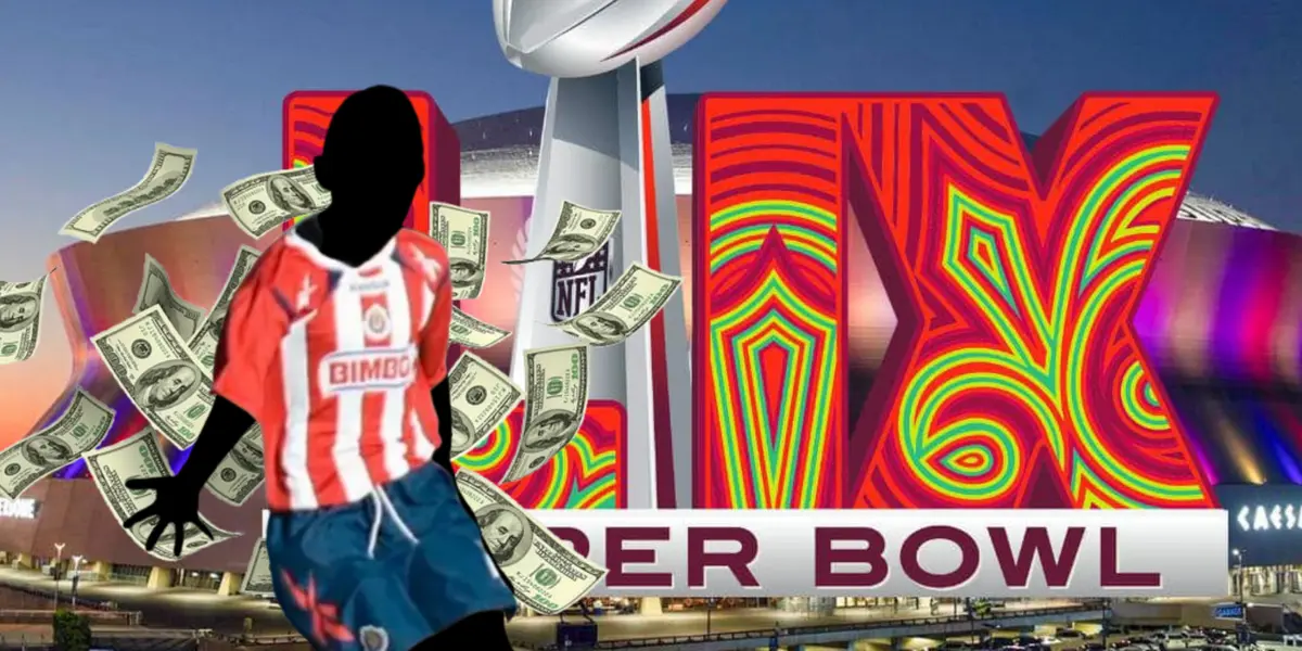 Jugador incógnito de Chivas junto al logo del Super Bowl / FOTO MILENIO