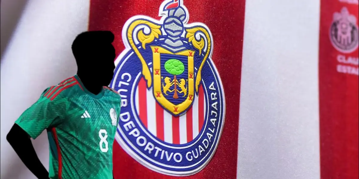 Jugador incógnito de la Selección Mexicana junto al escudo de Chivas / FOTO GETTY IMAGES
