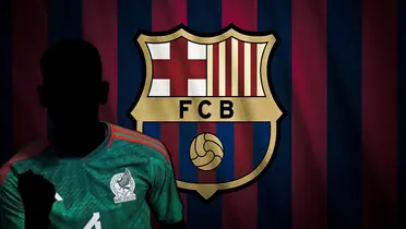 Jugador incógnito de la Selección Mexicana junto al escudo del FC Barcelona / FOTO INSTAGRAM