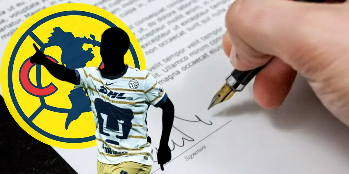 Jugador incógnito de Pumas junto al escudo del América / FOTO GOAL