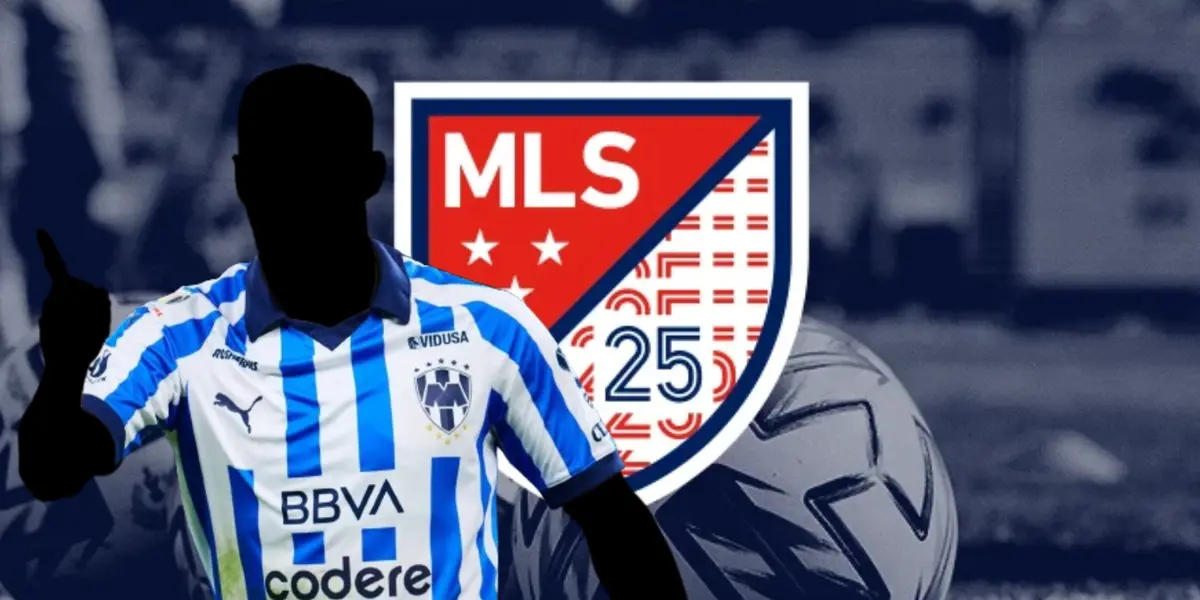 Jugador incógnito de Rayados junto al logo de la MLS / FOTO MARCA