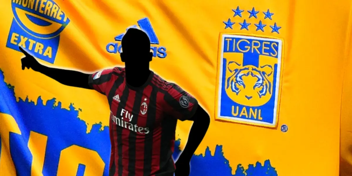 Jugador incógnito del AC Milán junto al jersey de Tigres / FOTO THE AC MILAN OFFSIDE