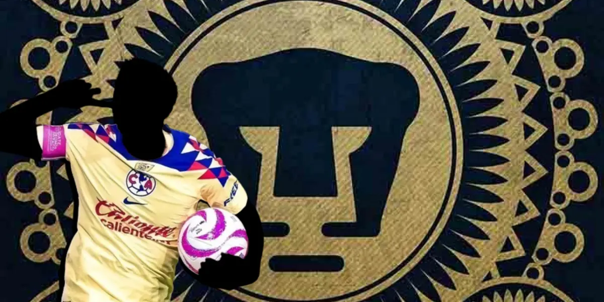 Jugador incógnito del América junto al escudo de Pumas / FOTO X