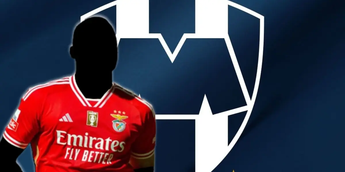 Jugador incógnito del Benfica junto al escudo de Rayados / FOTO TRANSFERMARKT