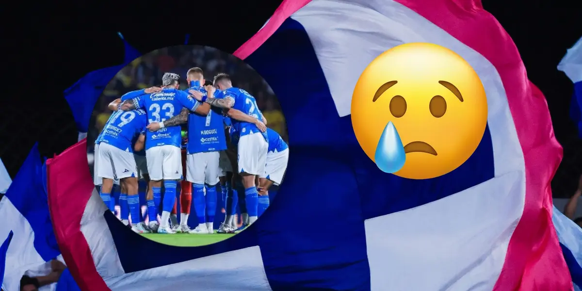 Jugadores abrazados y emoji con lágrima/Foto Cruz Azul.