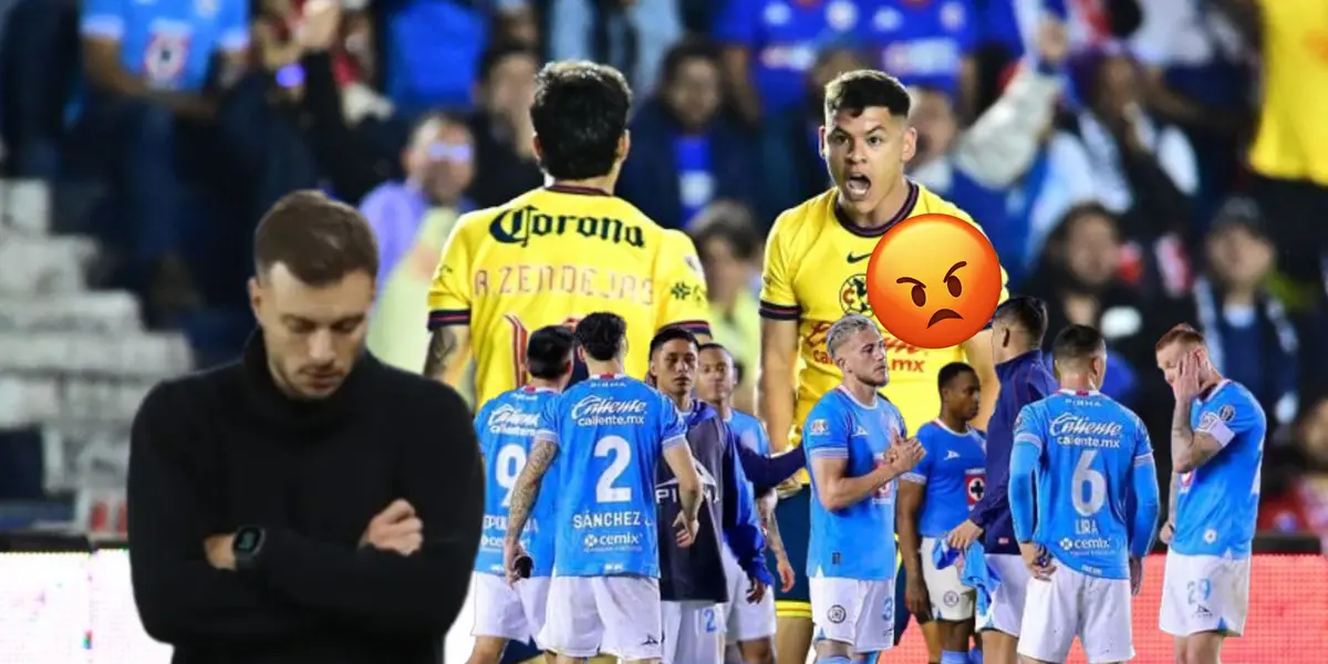Jugadores de América y Cruz Azul, Martín Anselmi cabizbajo/ Foto Grupo Fórmula.