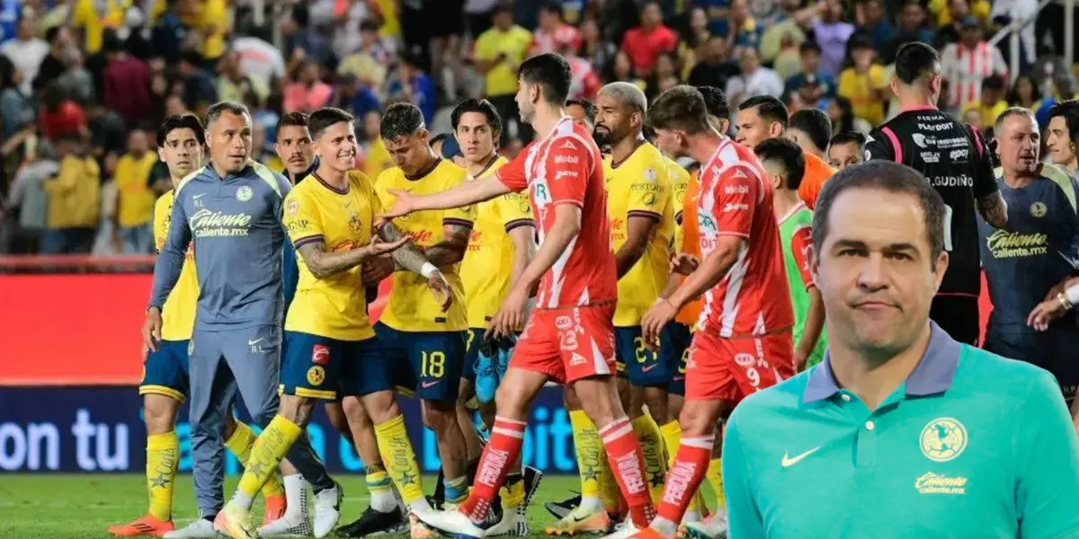 Jugadores de América y Necaxa en pleito. Foto: Bolavip