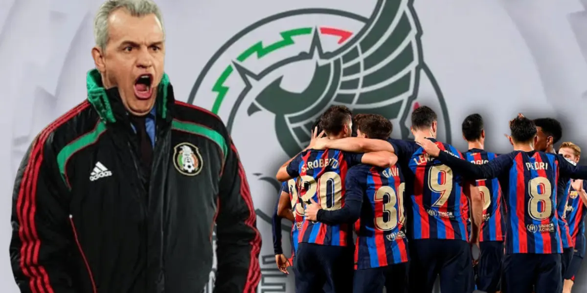 Jugadores de Barcelona y Javier Aguirre/Foto Cadena Noticias.