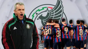 Jugadores de Barcelona y Javier Aguirre/Foto Cadena Noticias.